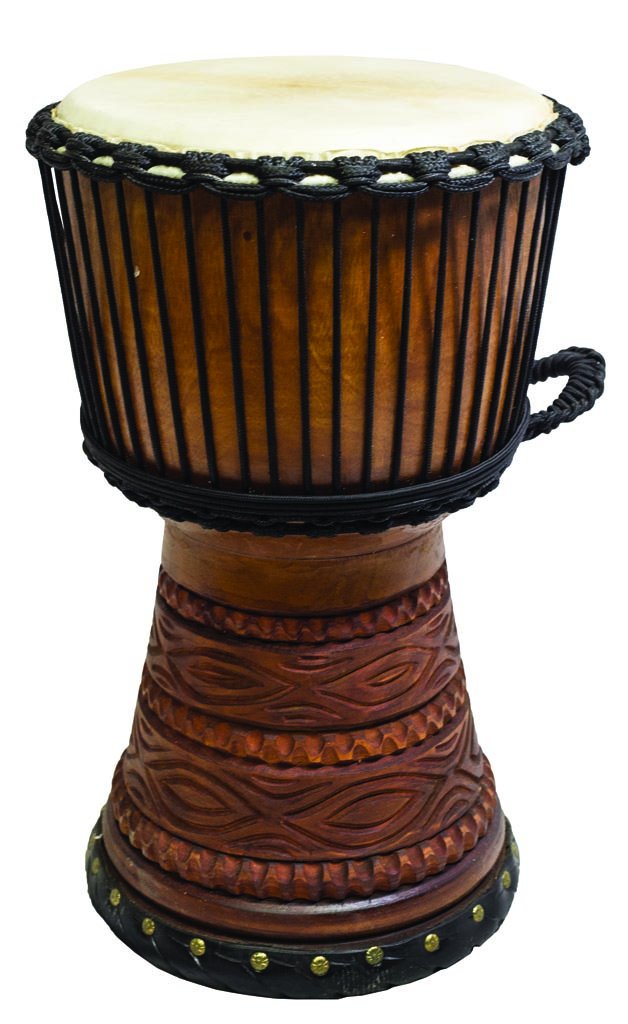 New Djembe Master Mali Style carv, 20" tall, 11" head Terre.USA