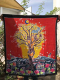 Versatile Tie Dye Sarong Tapestry: 36" x 42" - Wall Hanging Decor for Yoga & Meditation, Curtain, Tablecloth, Scarf, Bandana, Head Wrap - Choose Mandala or Tree Design