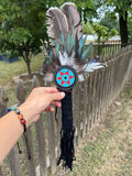 Handmade Native American Feather Fan - Elegant Prayer Accessory in Brown or White