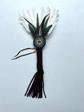 Handmade Native American Feather Fan - Elegant Prayer Accessory in Brown or White