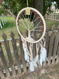 Dream Catcher Tree Suede White – 32" x 10.5" Handmade Bohemian Wall Hanging for Bedroom & Home Decor