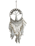 Dream Catcher Rattan Tree of Life White – 9 Inch Handmade Bohemian Wall Hanging for Bedroom & Home Decor