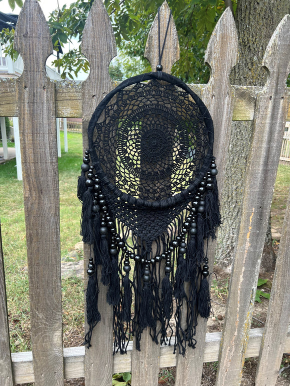 Intricate Black Dream Catcher Mandala Crochet: Large 38