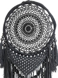 Intricate Black Dream Catcher Mandala Crochet: Large 38" x 12.5" Artistry