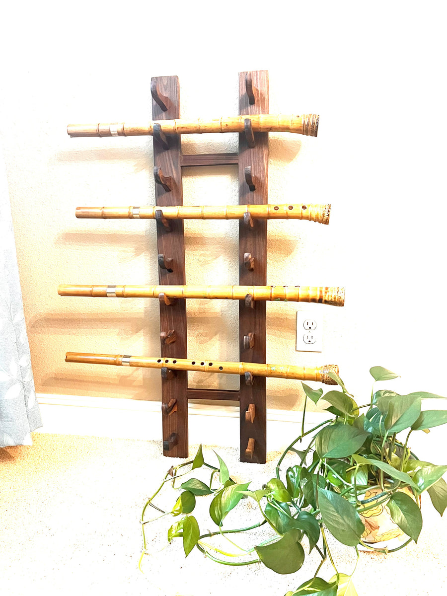 Flute Xiao Shakuhachi display hanging Black Walnut for 10 Flutes ...