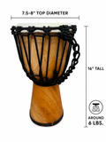 Terre Djembe Handmade Drum 16" Tall 7.5-8.5" Head Mahogany Wood Goat Skin