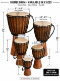 Djembe Beginner Drum 24" Tall 9-10.5" Head Mahogany Wood Goat Skin