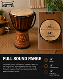 Djembe Standard linecarv, 24" tall, 12" head, NK149