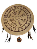 Handmade Terre Viking Shaman Drum with Feather – 16'' or 20'' Goat Skin Frame Drum