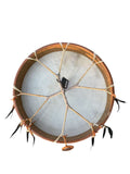 Handmade Terre Viking Shaman Drum with Feather – 16'' or 20'' Goat Skin Frame Drum