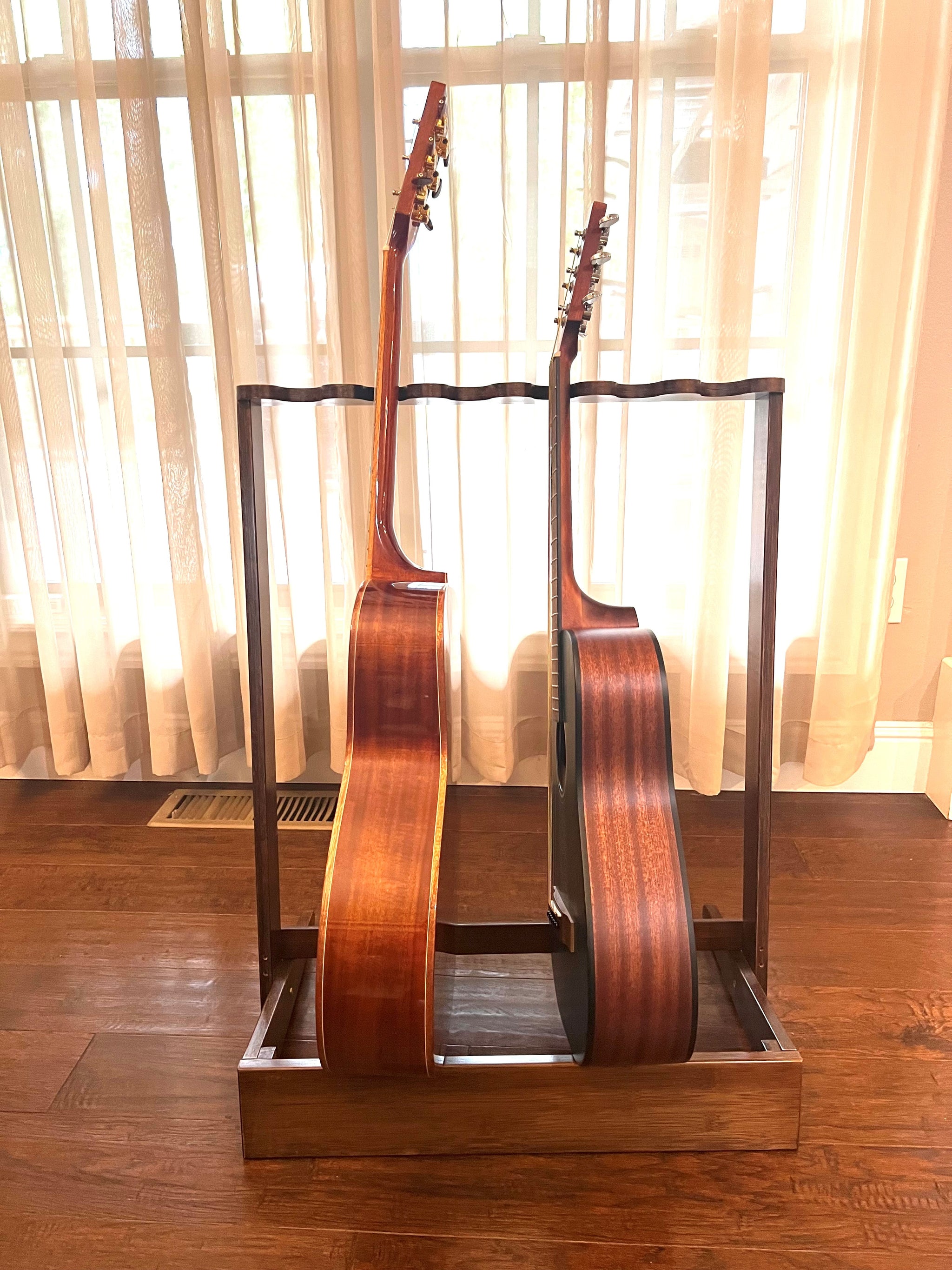 Adjustable Bamboo Guitar Stand Rack | Multi-Guitar Holder For Acoustic, Electric & Bass | Floor Storage For Studio Or Stage