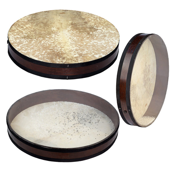 Natural Sounding Percussion Ocean Drum with Wave Beads and Hardwood Frame, Goat and Plexy-Skin 20