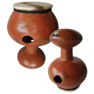 Udu clay drum with goat skin mit Haut M