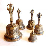 Tibetan Bell Handmade in Indian Tibetan Bell made of brass Useful for yoga prayer meditation singing and spiritual mantra rituals Tibetan Buddhist Meditation Bell Set(8.5 inch)